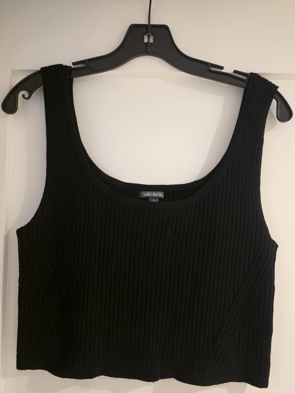 wild fable Black Ribbed Scoop Crop Tank